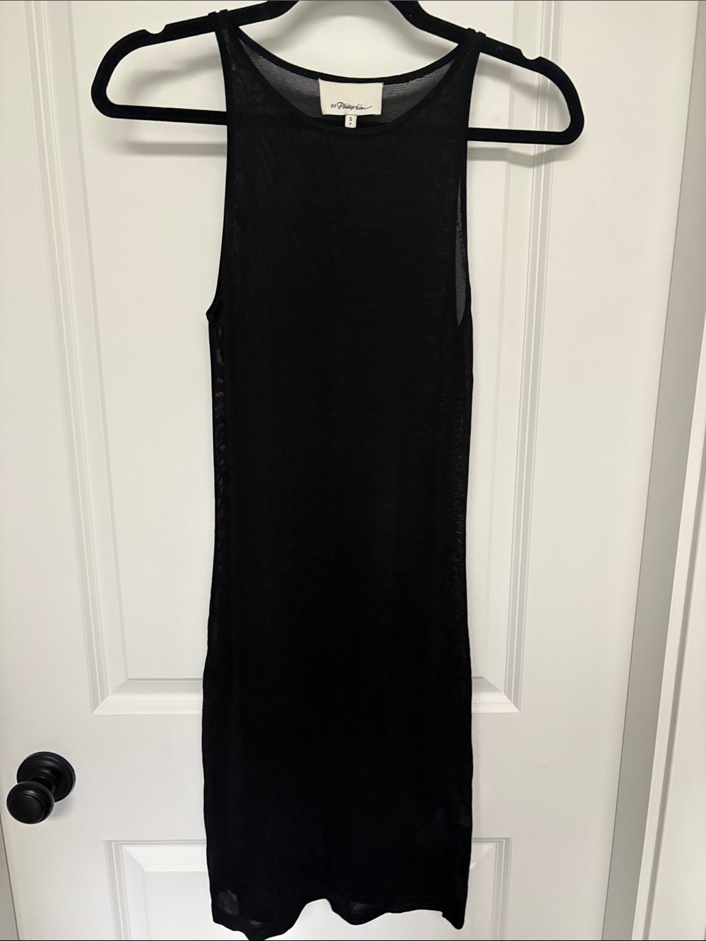 3.1 Phillip Lim Black Sleeveless semi-sheer knit tank Midi Dress